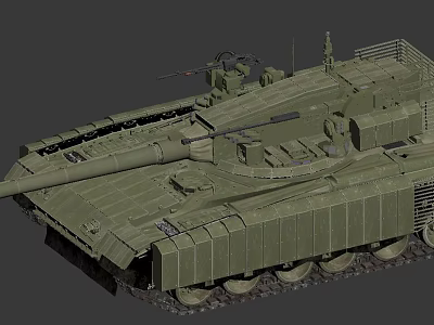 Modern Military Battle Tank With Main Gun Turret And Armored Tracks 3d model