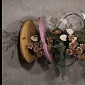 Stylish Wall Decor With Circular Purple Yellow Panels Flowers And Greenery