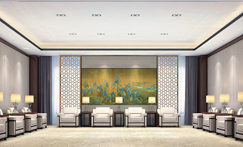 New Chinese Reception Room Meeting Room 3d model