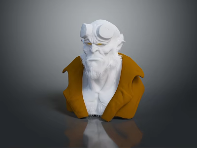 Game Movie Character With White Horned Head White Beard Yellow Eyes And Yellow Cloak 3d model