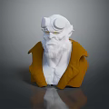 Game Movie Character With White Horned Head White Beard Yellow Eyes And Yellow Cloak