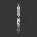 Modern Warship Model Number 72 With White Hull Red Bottom Radar Antennas And Missile Launchers