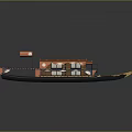 Stylish Chandelier Design For Boat Shaped Building Interior With Red Roof And Wooden Deck