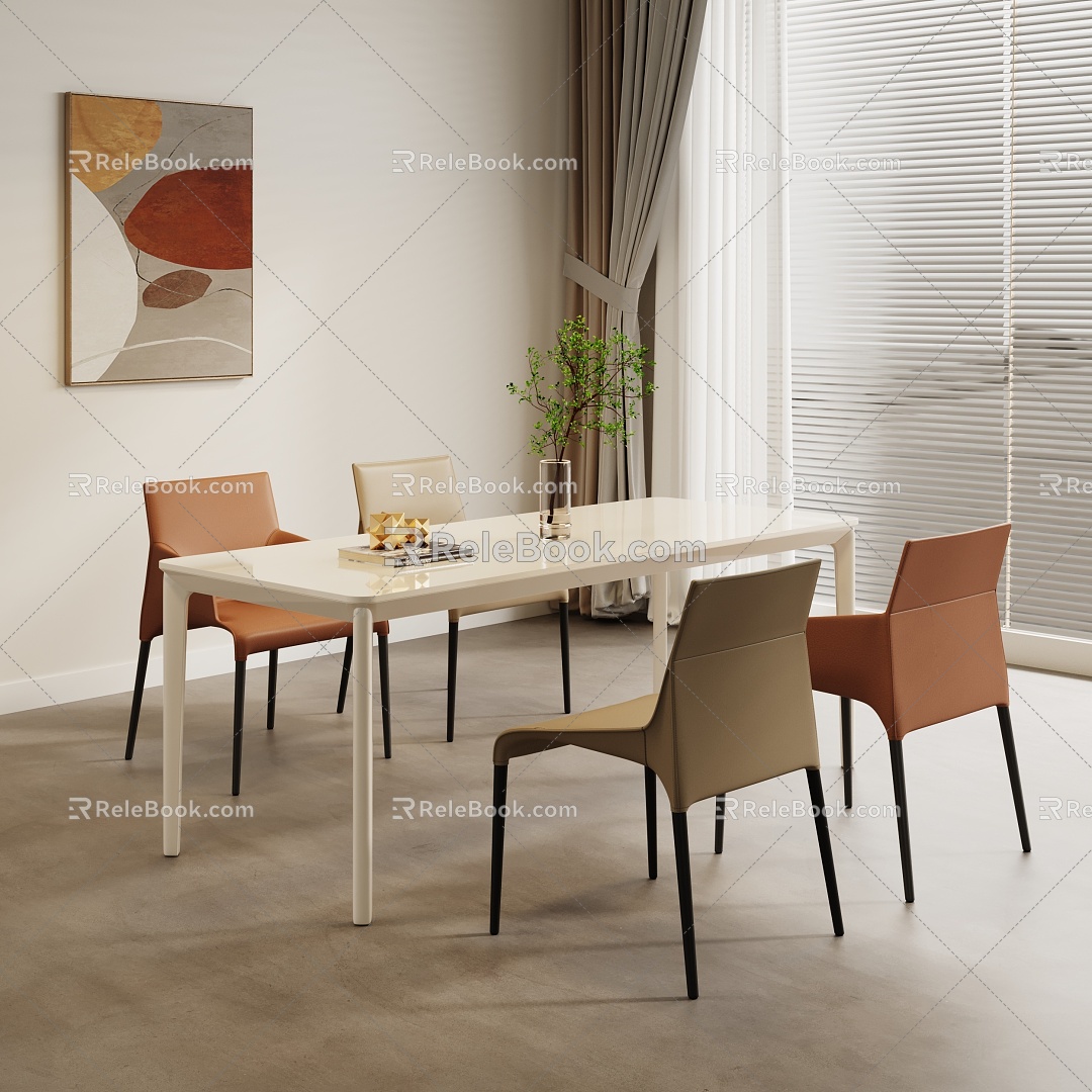 Modern Dining Table and Chair Combination Cream Dining Table and Chair Combination Dining Chair 3d model