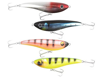 Assorted Color Fishing Lures With Hooks And Striped Patterns For Angling 3d model