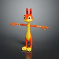 Orange And Yellow Cartoon Character With Long Ears Big Eyes And Outstretched Arms