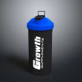 Shaker Bottle With Black Body And Blue Lid And Growth Supplements Text