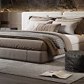 Bedroom Interior With Decorative Wall Large Bed Nightstand Accent Chair And Window View