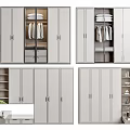 Modern Wardrobe Design With Multiple Doors Interior Storage Hanging Rods And Open Shelves 3d model