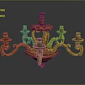 Golden Classic Chandelier with Intricate Ornate Details and Candelabra Style Arms