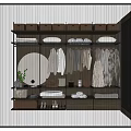Modern Wardrobe Interior Design With Hanging Clothes Bags Shoes And Decorative Plates