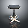 Modern Bar Stool With Black Padded Seat Adjustable Height And Swivel Wheels Base
