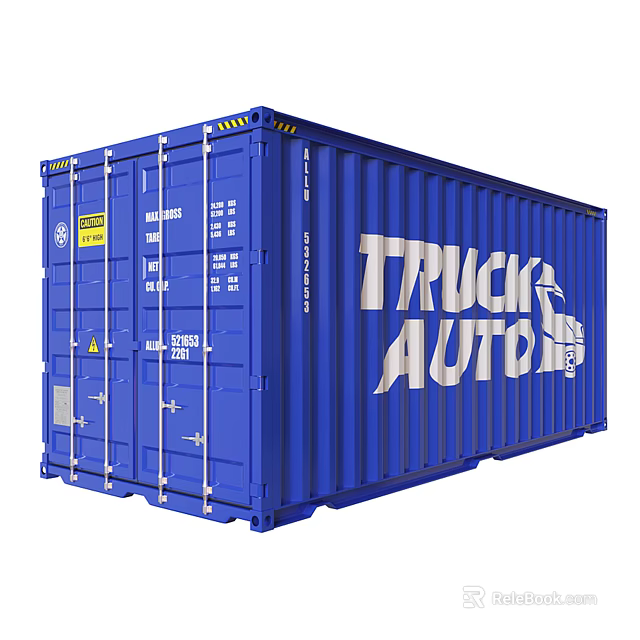 High Quality Industrial Equipment Blue Shipping Container With Truck Auto Logo Design 3d model 