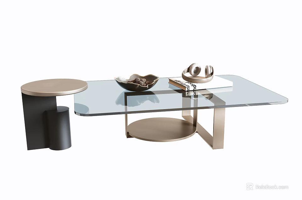 Modern Coffee Table With Glass Top And Metal Frame Contemporary Design 3d model 