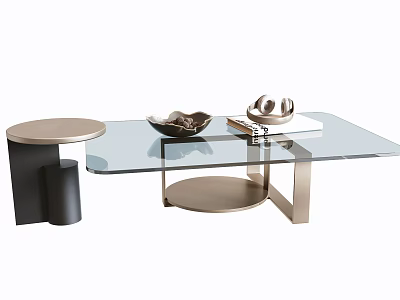 Modern Coffee Table With Glass Top And Metal Frame Contemporary Design 3d model