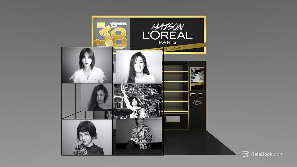 L'Oreal Paris 38th Anniversary Commercial Display Equipment With Photo Screens 3d model 