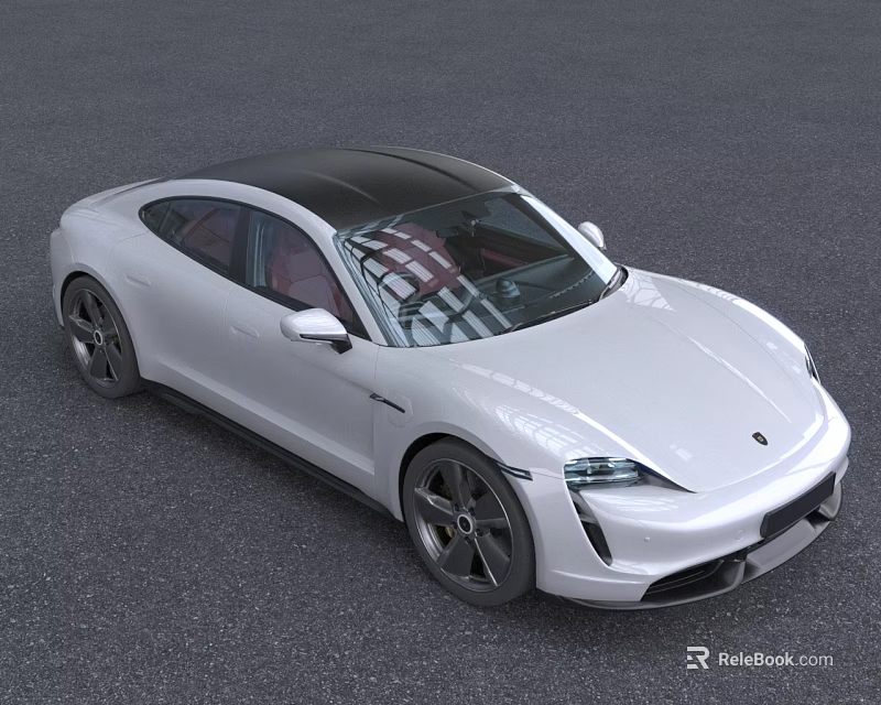 White Sports Car With Sleek Design And Black Roof 3d model 