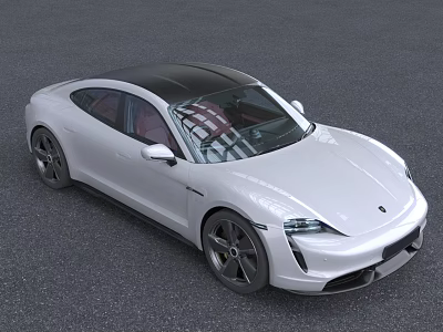 White Sports Car With Sleek Design And Black Roof 3d model