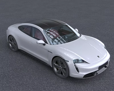 White Sports Car With Sleek Design And Black Roof 3d model