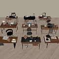 Different Design Desks For Home Office With Laptops Lamps Books And Decorative Items