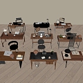 Middle style desk and chair 3d model