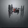 3D Model Of Futuristic Sci Fi Aircraft With Multi Wing Black Red Design