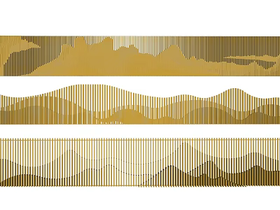 Modern Elegant Feature Wall Design With Gold Metal Stripes And Geometric Patterns 3d model