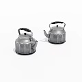 Two Traditional Silver Kettles With Black Handles And Textured Surface For Daily Use