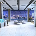 Modern Government Service Center Hall With Service Counter Information Displays And Seating Area