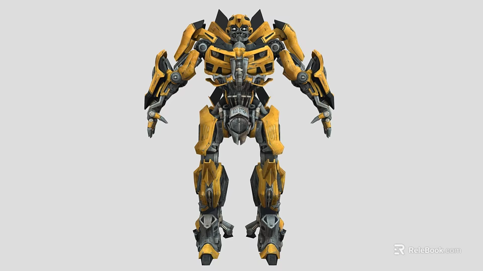 Yellow And Black Robotic Figure With Mechanical Armor And Detailed Joints 3d model 