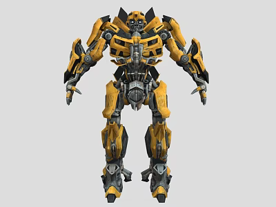 Yellow And Black Robotic Figure With Mechanical Armor And Detailed Joints 3d model