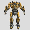 Yellow And Black Robotic Figure With Mechanical Armor And Detailed Joints