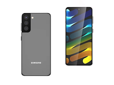 Samsung Smartphone With Gray Back Camera Module And Colorful Stripe Front 3d model