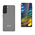 Samsung Smartphone With Gray Back Camera Module And Colorful Stripe Front 3d model