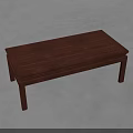 Dark Brown Wooden Coffee Table With Simple Design And Rectangular Top 3d model