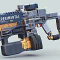 Experimental Futuristic Weapon With Mechanical Structure Sci Fi Design And Blue Gold Accents