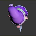 Purple Gnome Figurine With Long White Beard And Closed Eyes Decorative Ornament