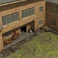Traditional Chinese Village House With Black Roof Two Story Brick Courtyard And Dried Chili