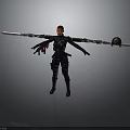 Detailed Action Figure In Black Tactical Outfit With Dual Swords And Standing Pose