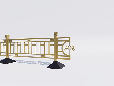 Golden Decorative Railing With Lotus Pattern And Black Base Design 3d model