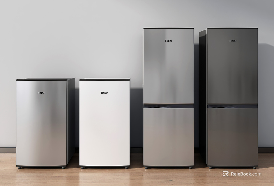 Stylish Modern Refrigerators And Freezers In Silver White Colors On Wooden Floor 3d model 
