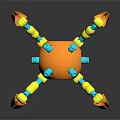 Robotic Spider Creature With Orange Body Yellow Joints And Green Center