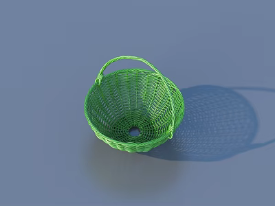 Green Woven Storage Basket With Handle Practical Household Item For Organizing 3d model