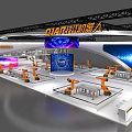 QRAR Exhibition Booth Showcasing Multiple Orange Robotic Arms And Brand Signage