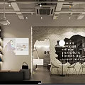 Modern Specialty Store Interior With Brick Wall Display Shelves And Seating Area