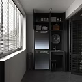 Modern Living Room Interior With Toshiba Washer Dryer Black Cabinets And Sink