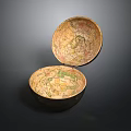 Vintage Map Decorative Bowls In Open And Closed Positions With Detailed Patterns