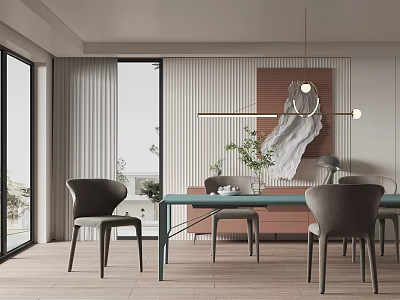 Modern dining table and chair combination 3d model