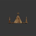 Copper Pyramid Shaped Modern Furniture With Spires And Circular Ornament On Top