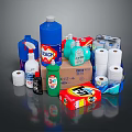 Essential Bathroom Accessories With Cleaning Products Tissue Rolls Spray Bottles and Bleach for Daily Use